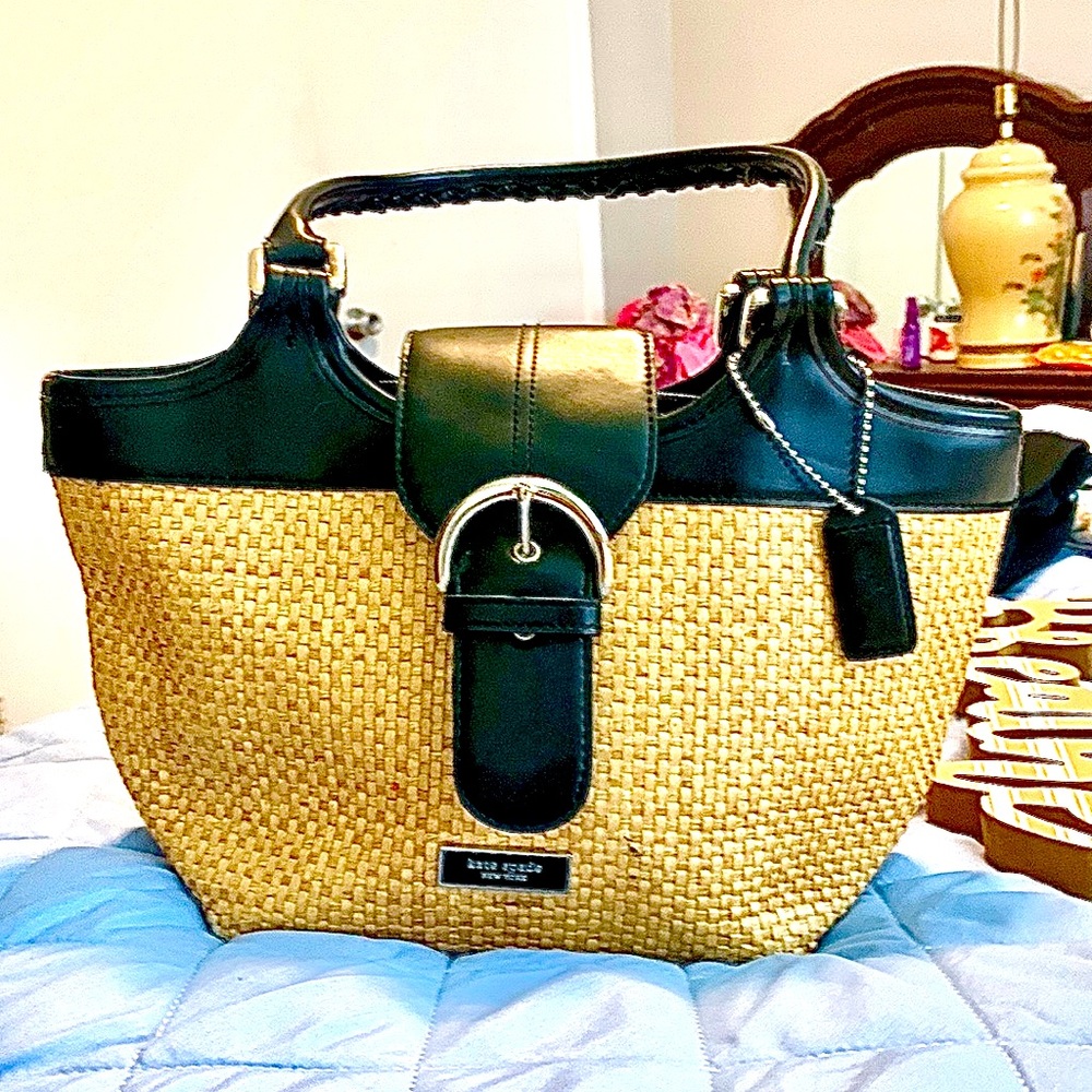 Kate Spade weave and Black Leather Handbag/Purse